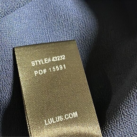 Lulus Dress Womens Sz Medium shift and shout chiffon Navy Blue Mini Preppy NWT - Picture 10 of 10